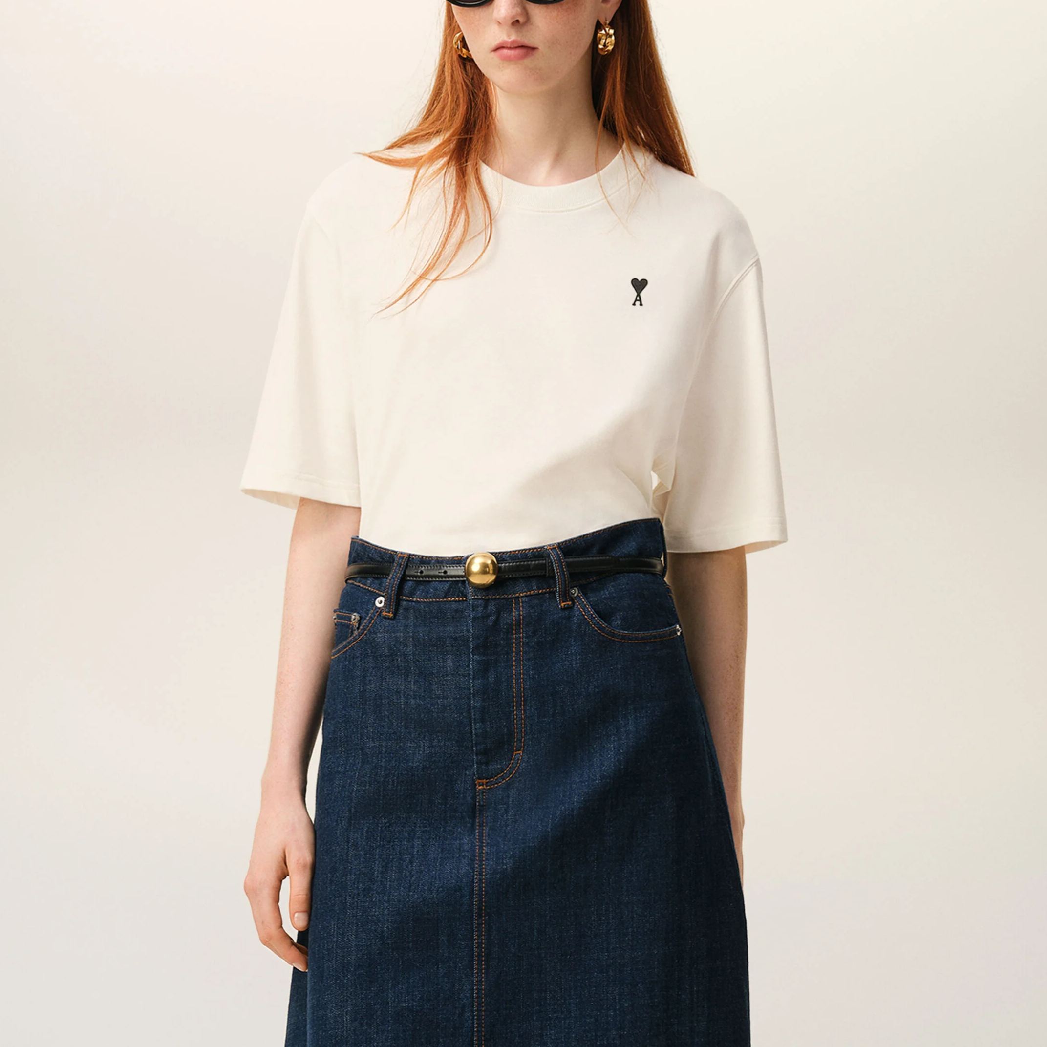 ホワイト コットン Place Des Victoires プリント Tシャツ