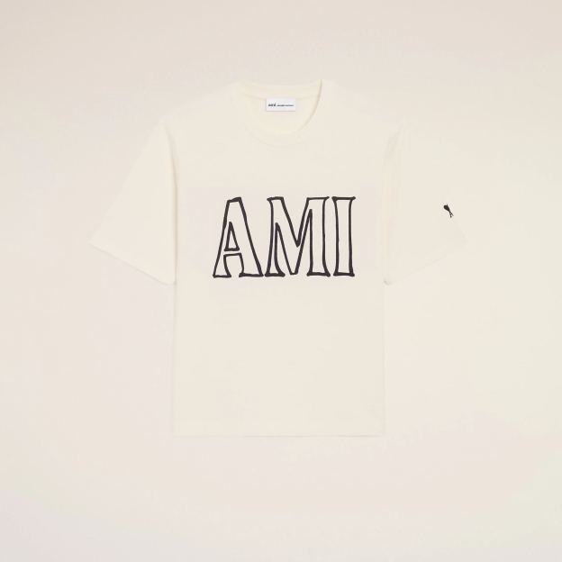 ホワイトコットン Ami Paris プリントTシャツ