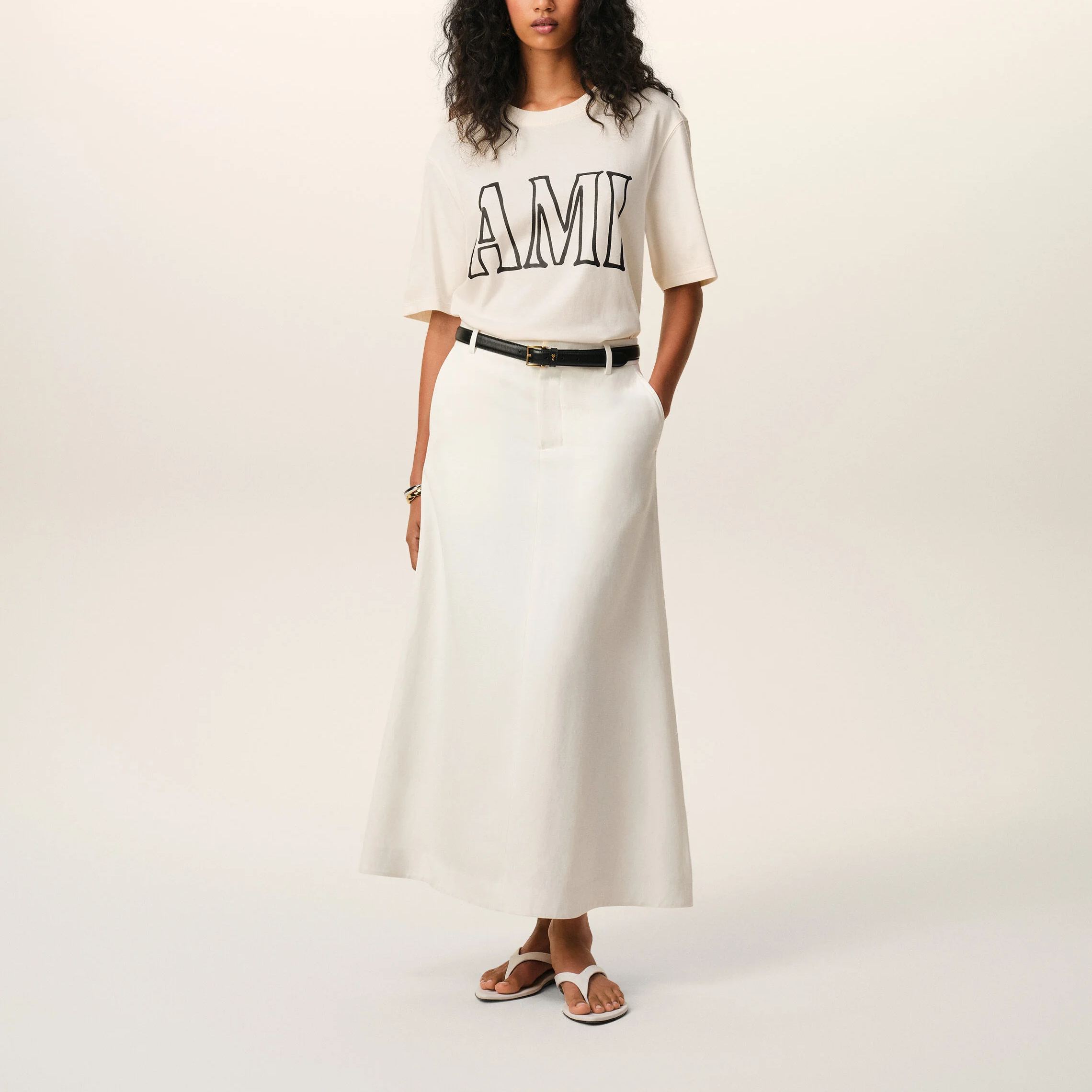 ホワイトコットン Ami Paris プリントTシャツ