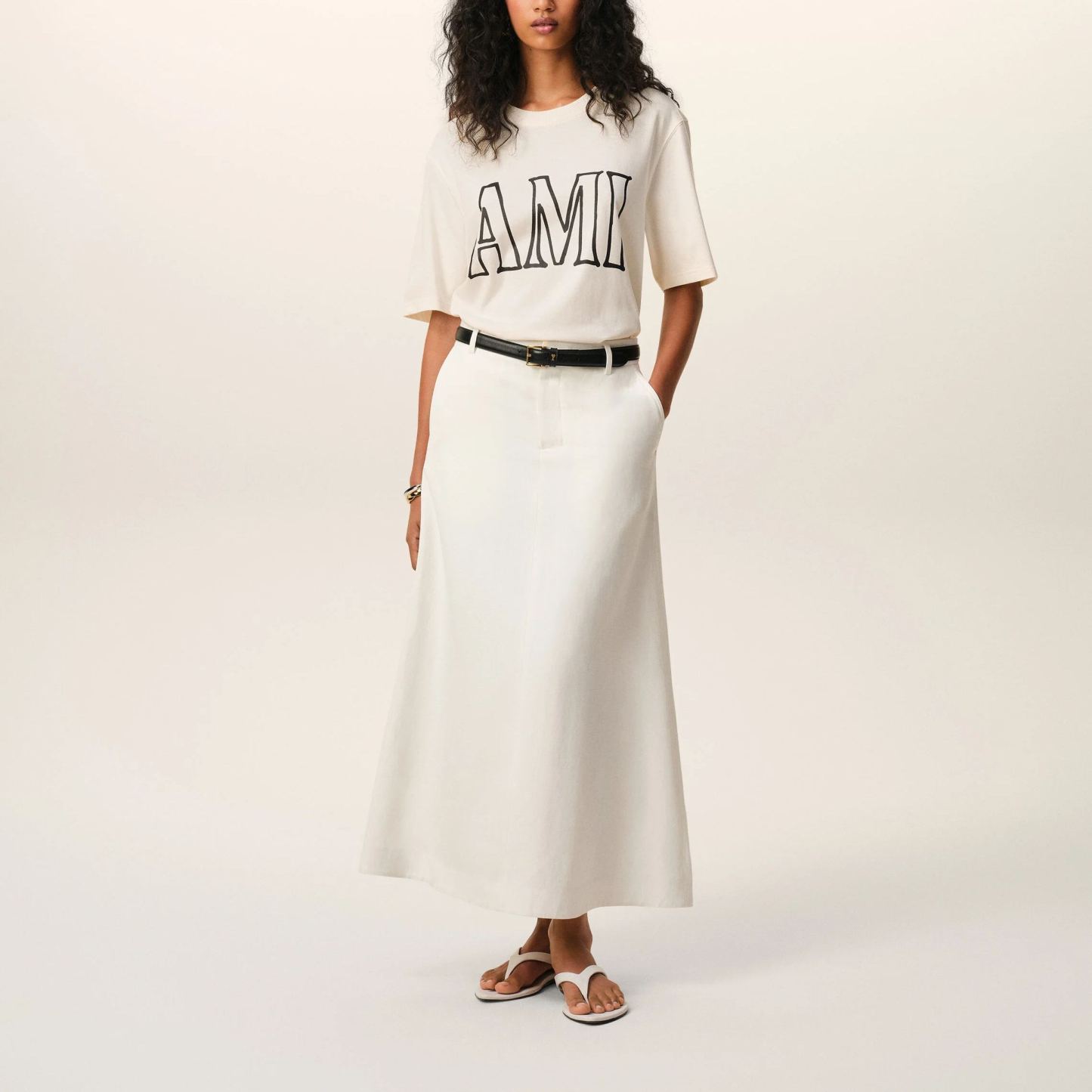 ホワイトコットン Ami Paris プリントTシャツ