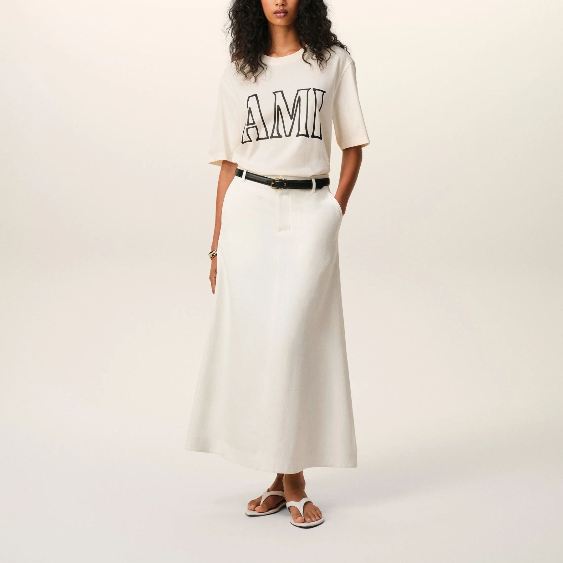 ホワイトコットン Ami Paris プリントTシャツ