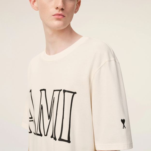 ホワイトコットン Ami Paris プリントTシャツ