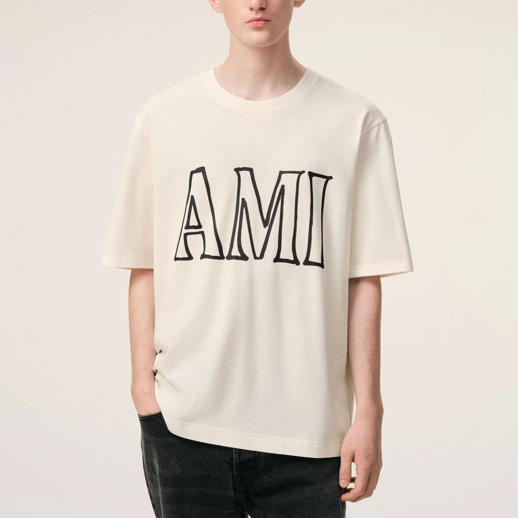 ホワイトコットン Ami Paris プリントTシャツ