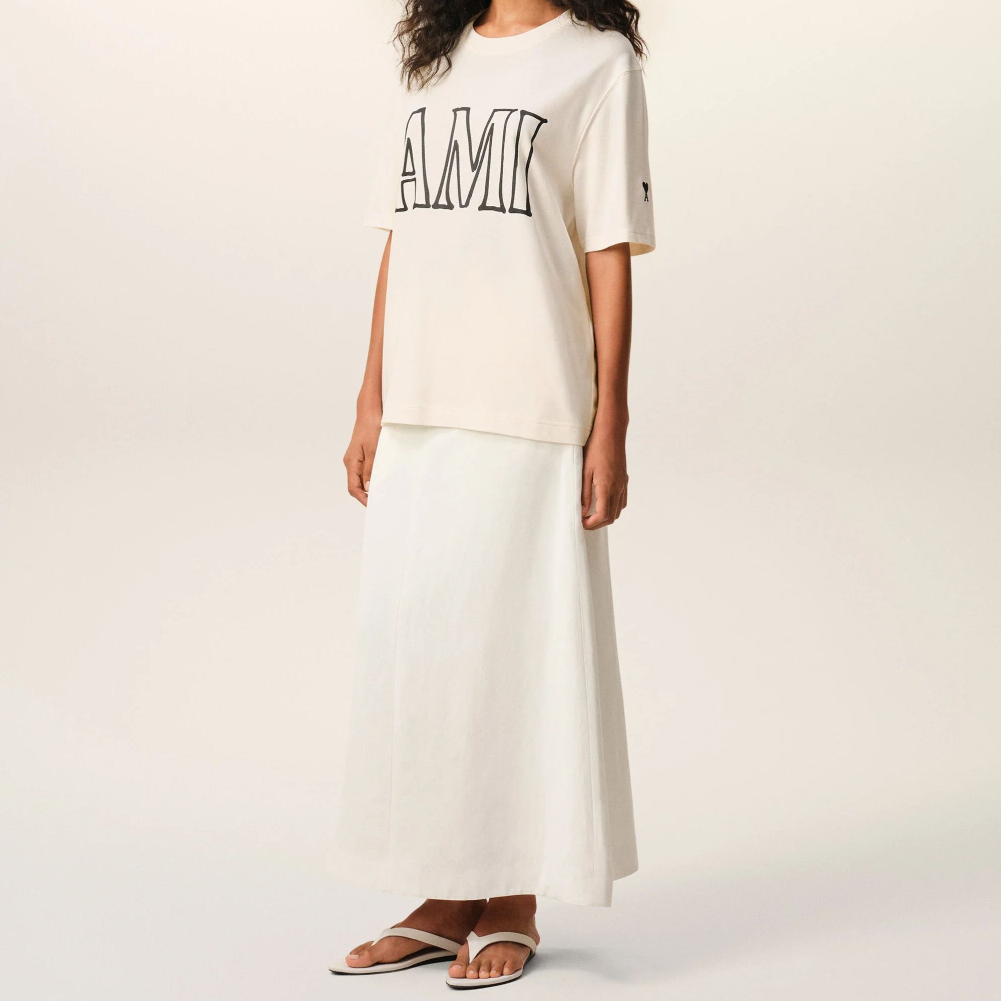 ホワイトコットン Ami Paris プリントTシャツ