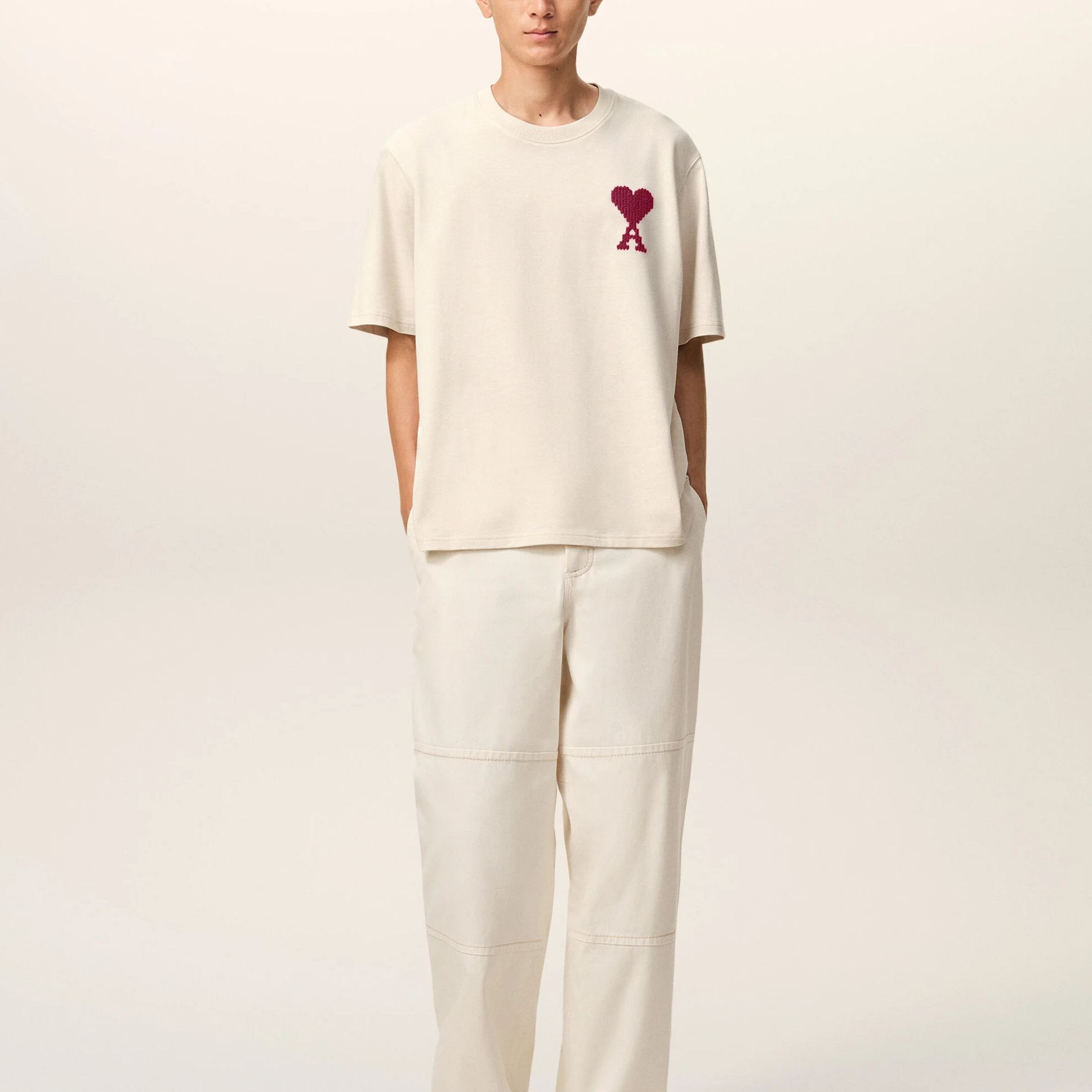 [Copy]ホワイトコットン Ami Paris プリントTシャツ