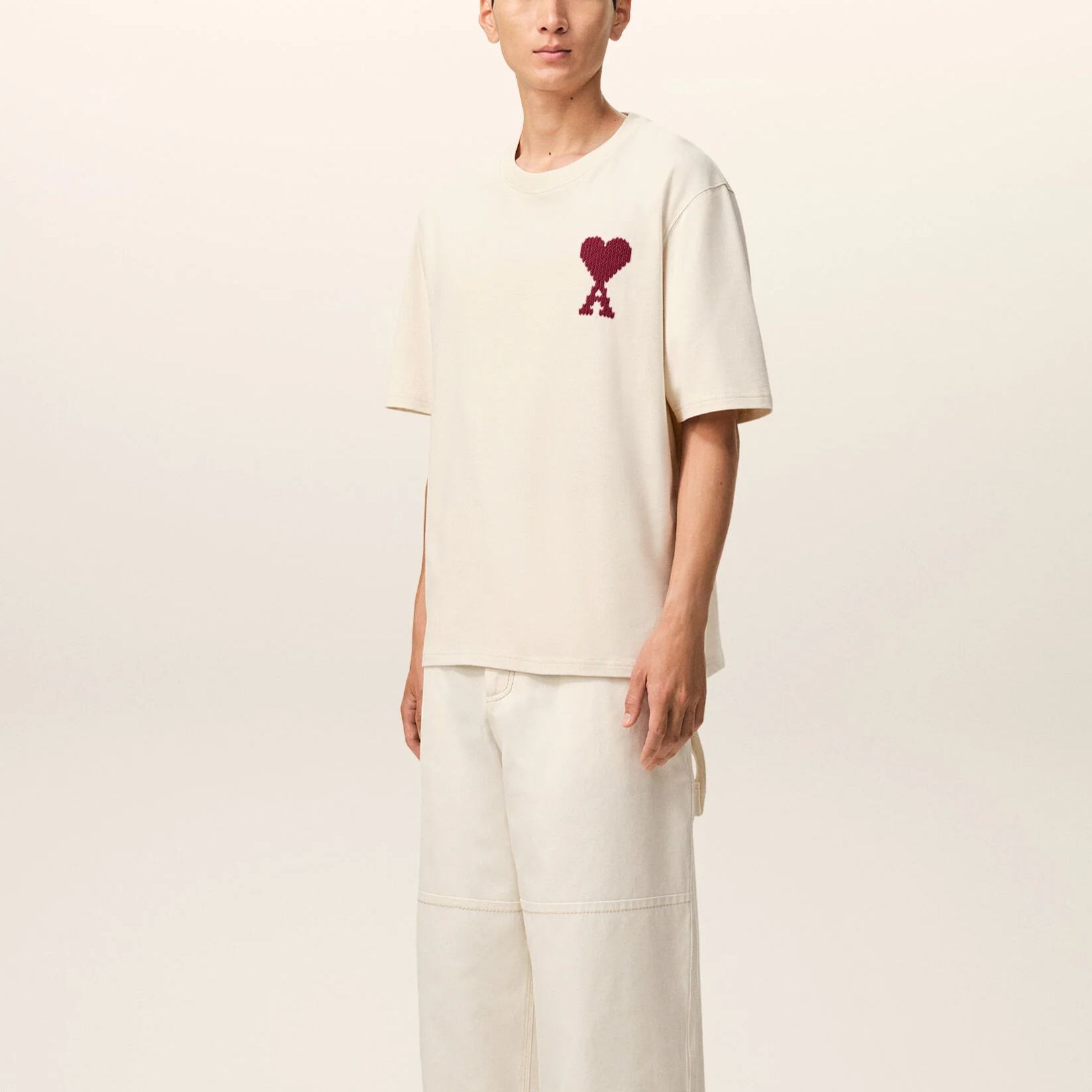 [Copy]ホワイトコットン Ami Paris プリントTシャツ