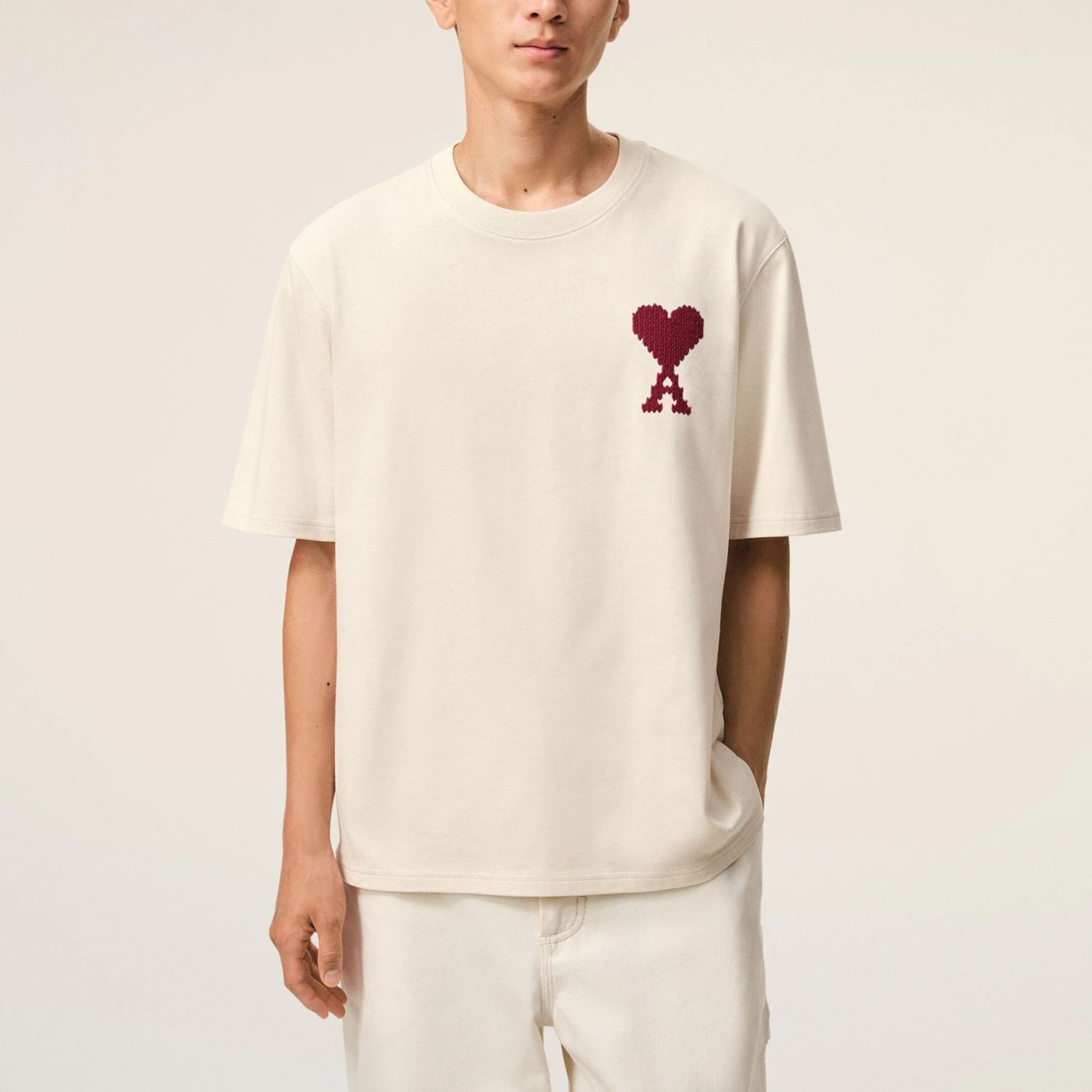 [Copy]ホワイトコットン Ami Paris プリントTシャツ