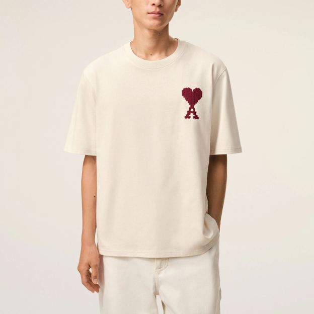 [Copy]ホワイトコットン Ami Paris プリントTシャツ