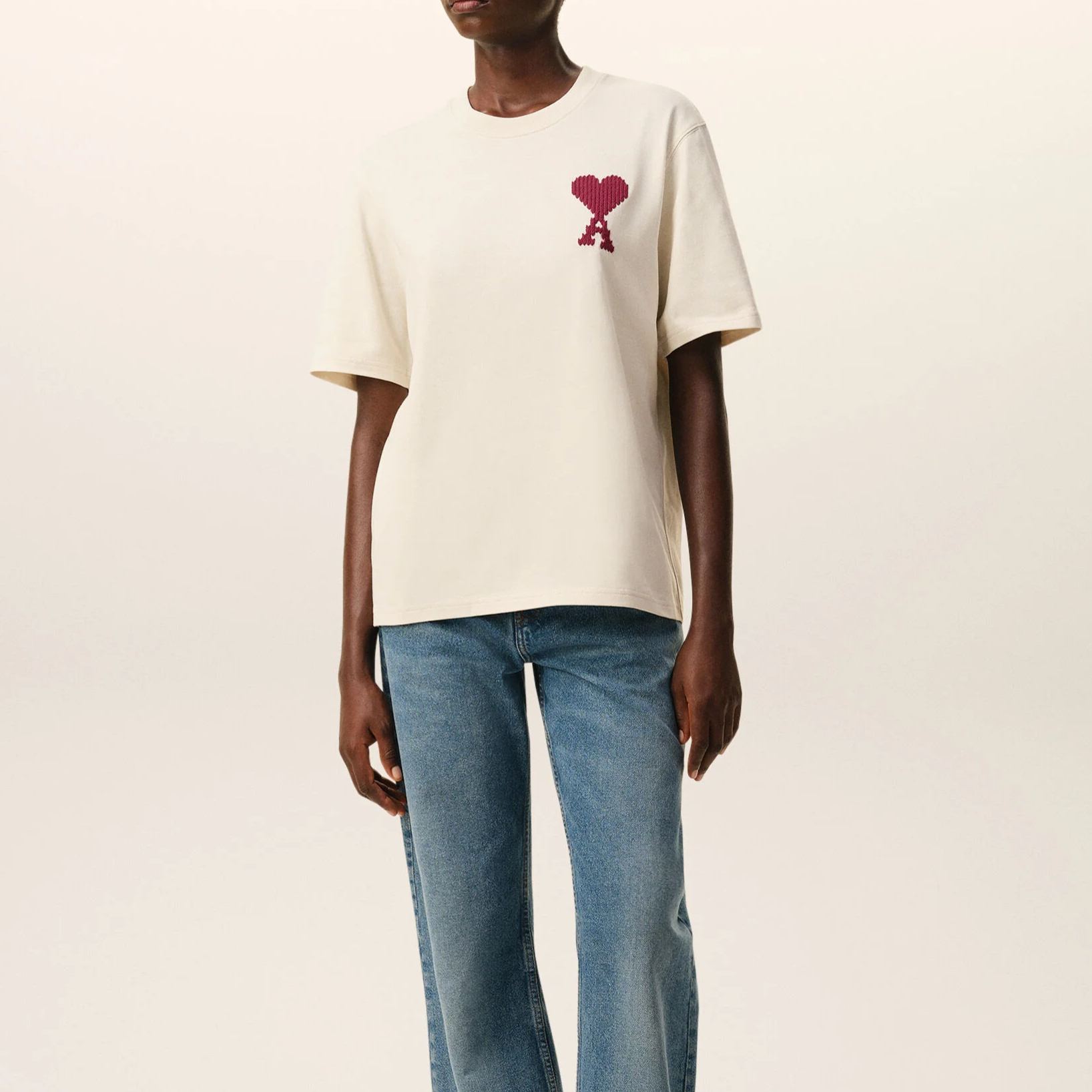 [Copy]ホワイトコットン Ami Paris プリントTシャツ