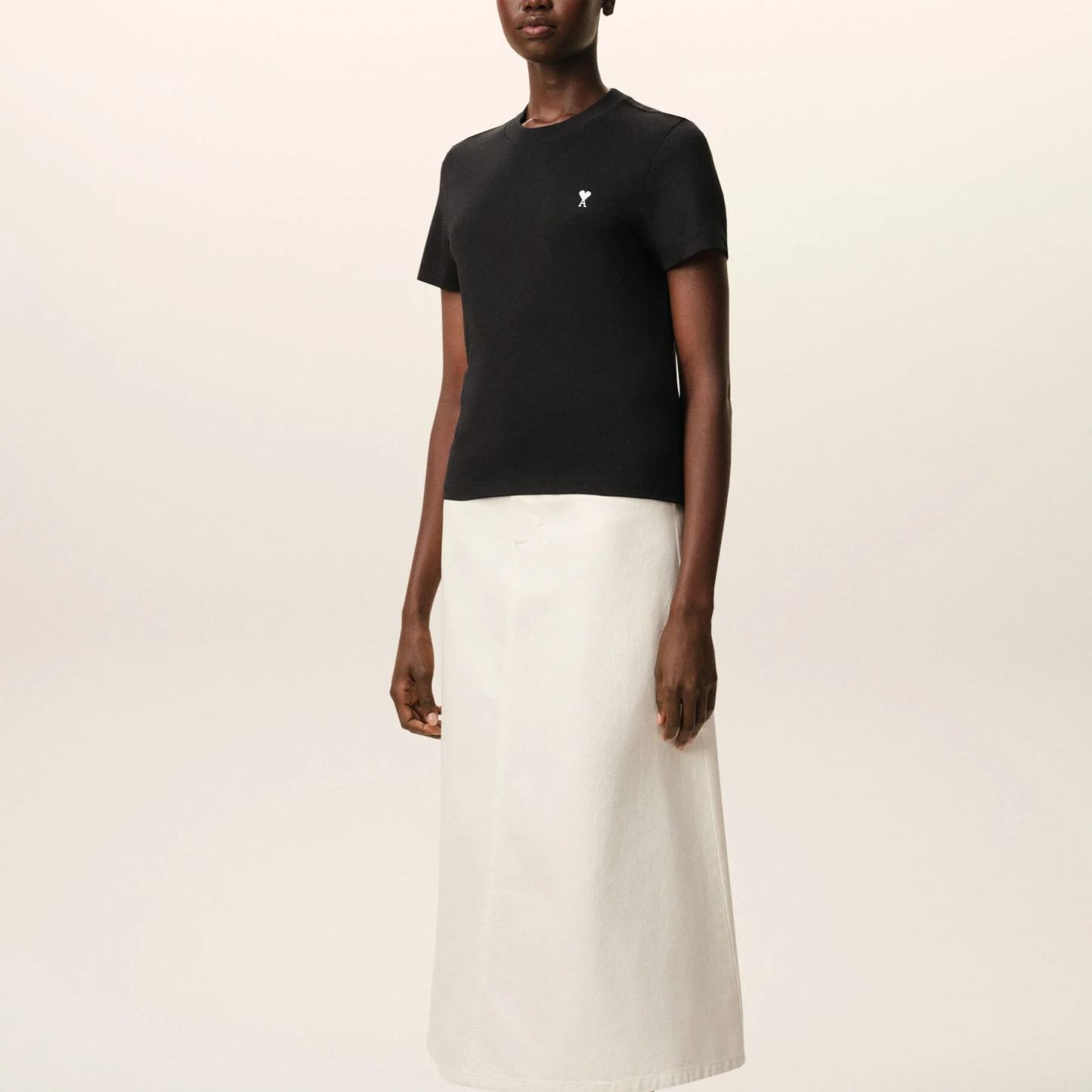 ブラック コットン Ami De Coeur クロップド Tシャツ