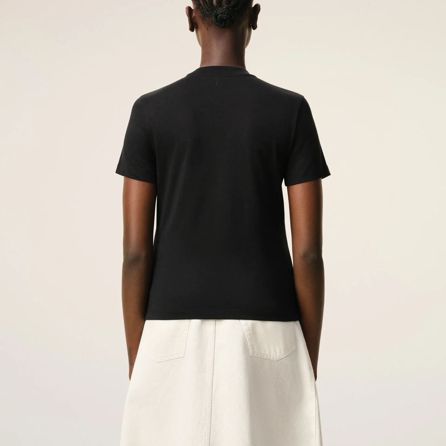 ブラック コットン Ami De Coeur クロップド Tシャツ