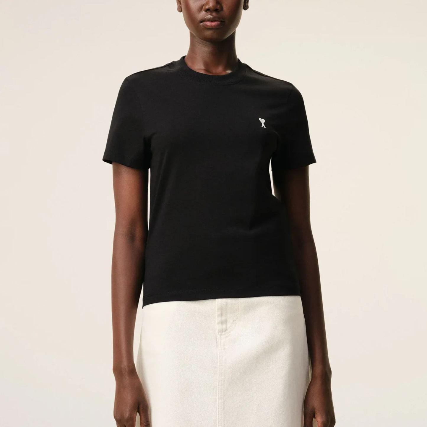 ブラック コットン Ami De Coeur クロップド Tシャツ