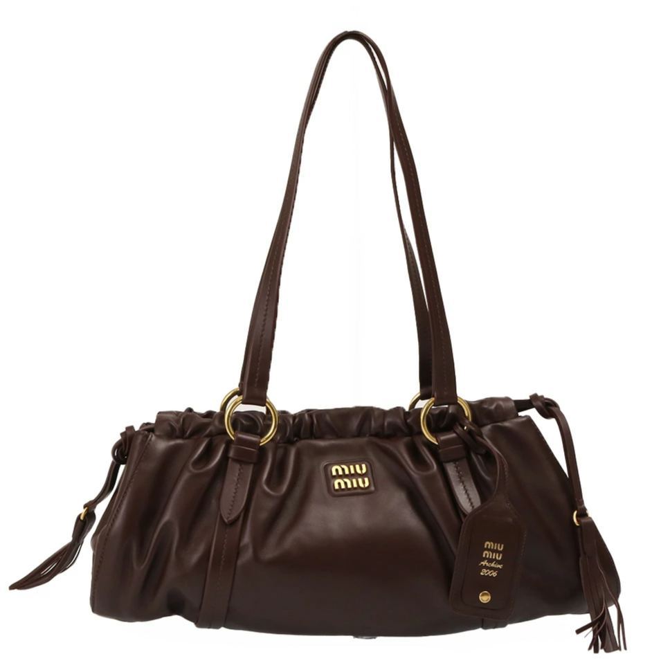 ミュウミュウ／MIUMIU "ジョワ ナッパレザー バッグ" ショルダーバッグ(ブラウン) 5BG289 NAPPA (2CSW V-MOO) RADICA