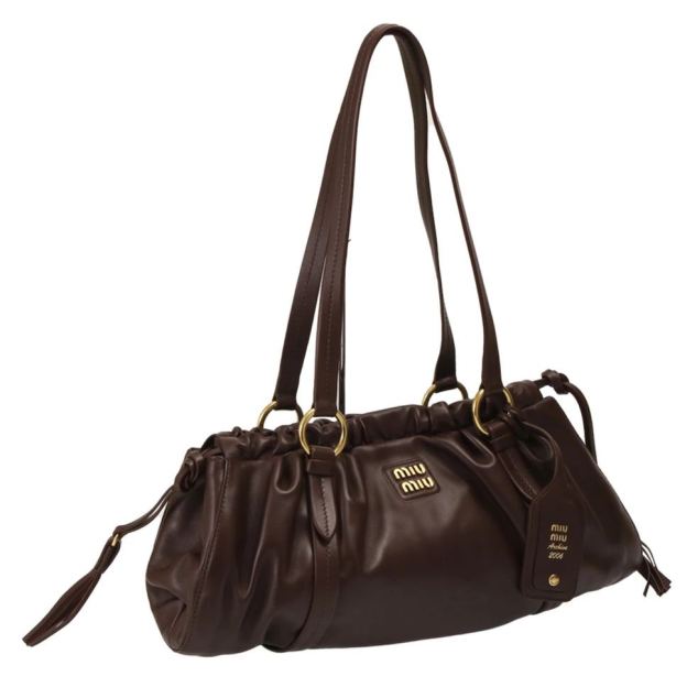 ミュウミュウ／MIUMIU "ジョワ ナッパレザー バッグ" ショルダーバッグ(ブラウン) 5BG289 NAPPA (2CSW V-MOO) RADICA