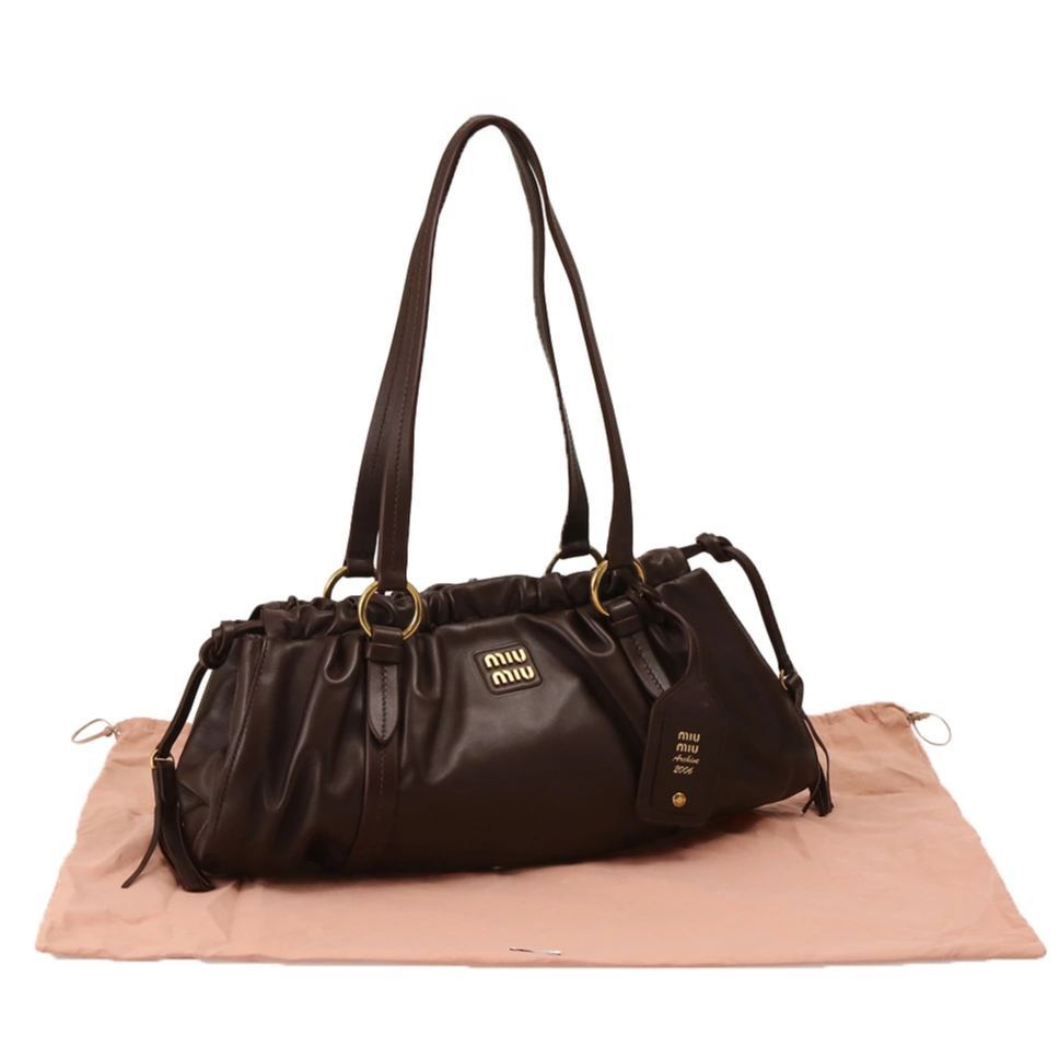 ミュウミュウ／MIUMIU "ジョワ ナッパレザー バッグ" ショルダーバッグ(ブラウン) 5BG289 NAPPA (2CSW V-MOO) RADICA