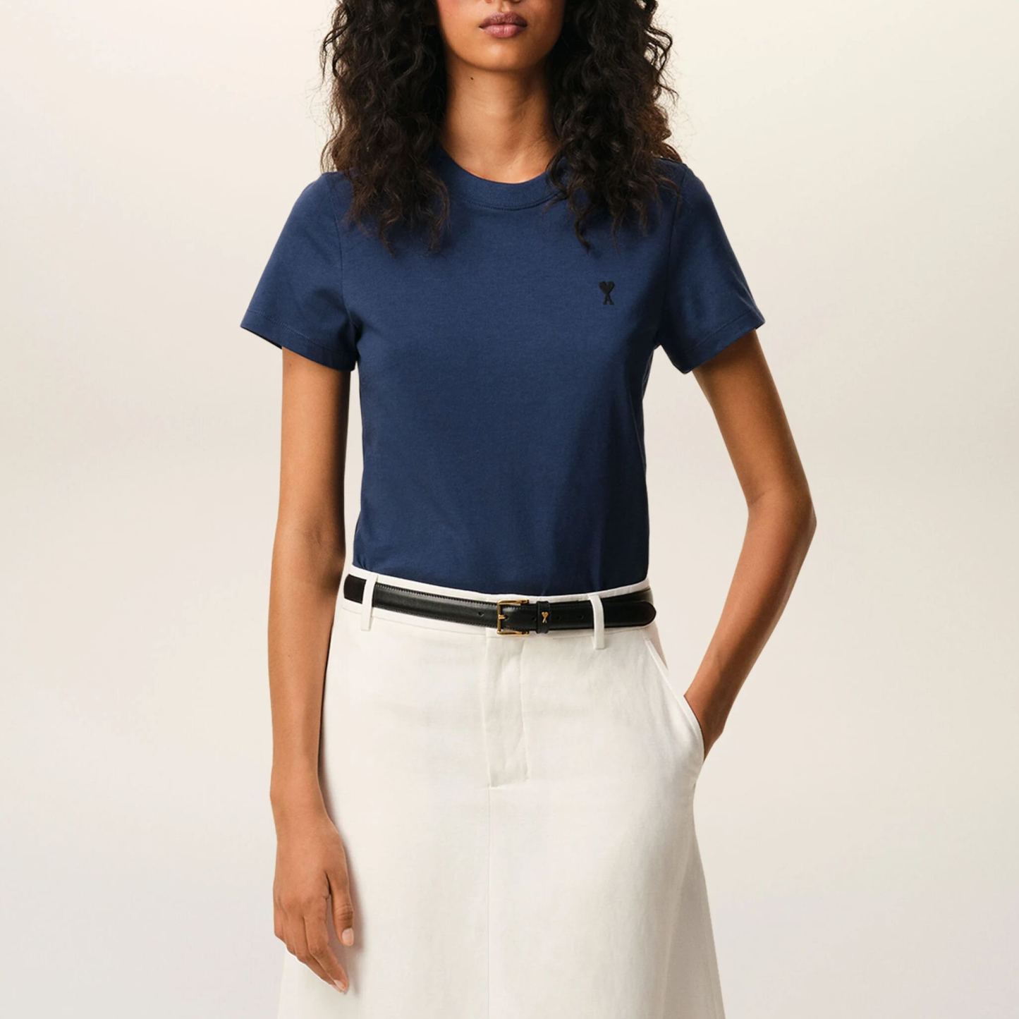 ブルーコットン Ami de Coeur クロップド Tシャツ