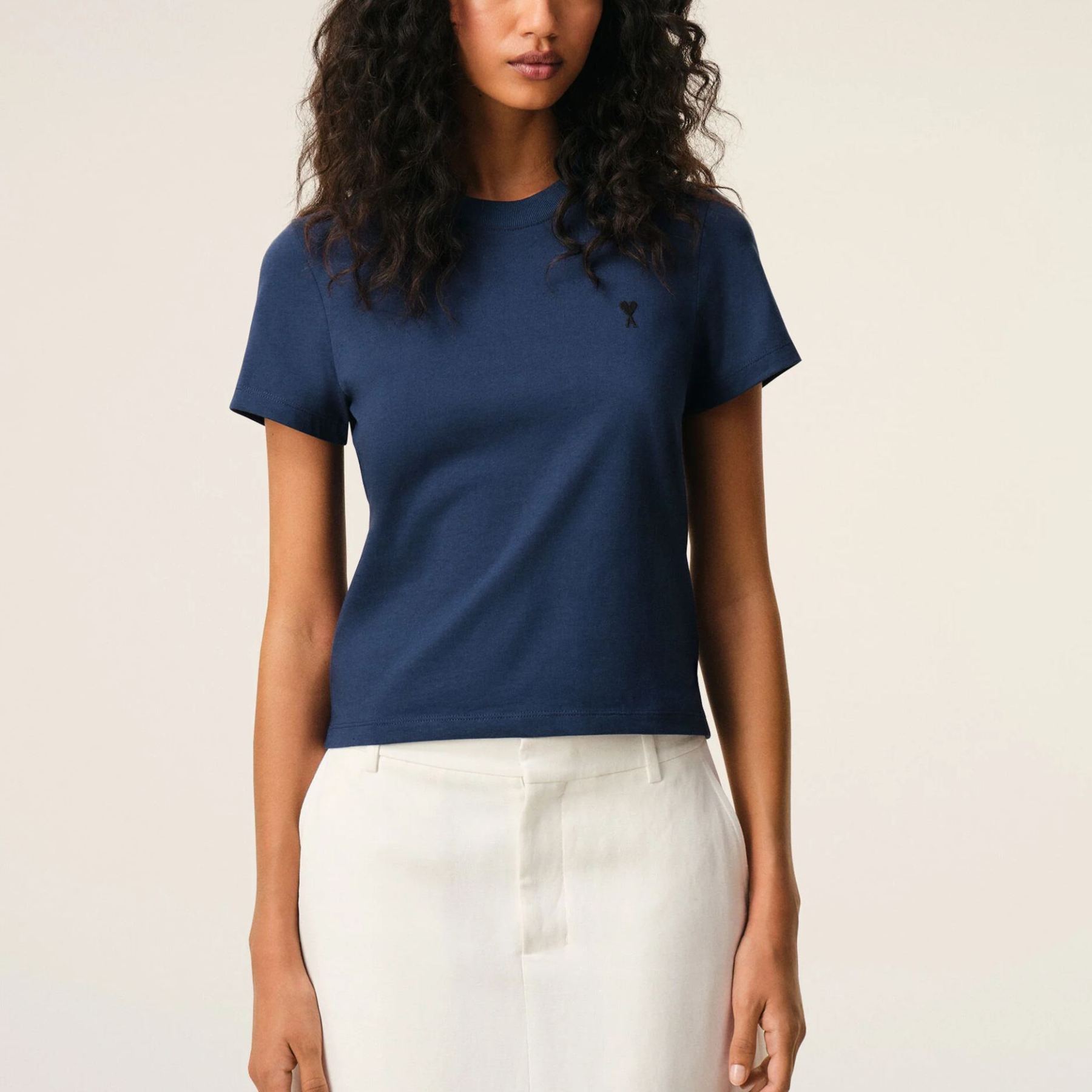 ブルーコットン Ami de Coeur クロップド Tシャツ