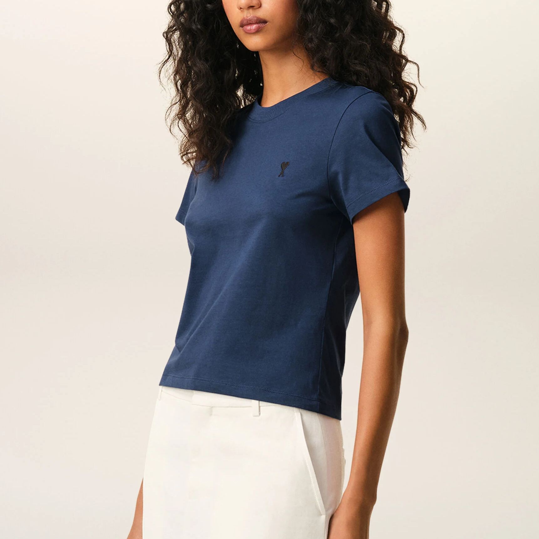 ブルーコットン Ami de Coeur クロップド Tシャツ