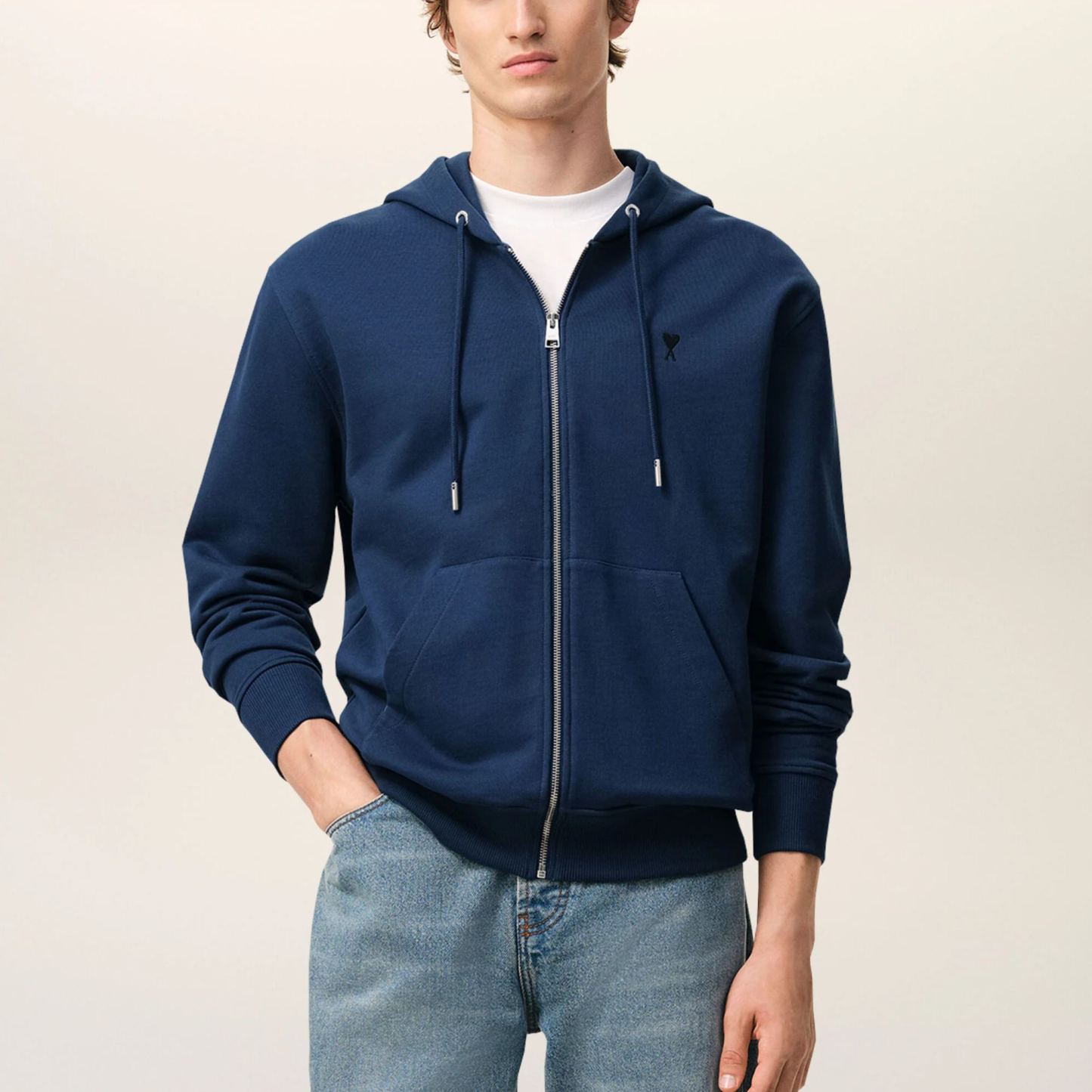 ブルー コットン Ami de Coeur ジップ パーカー