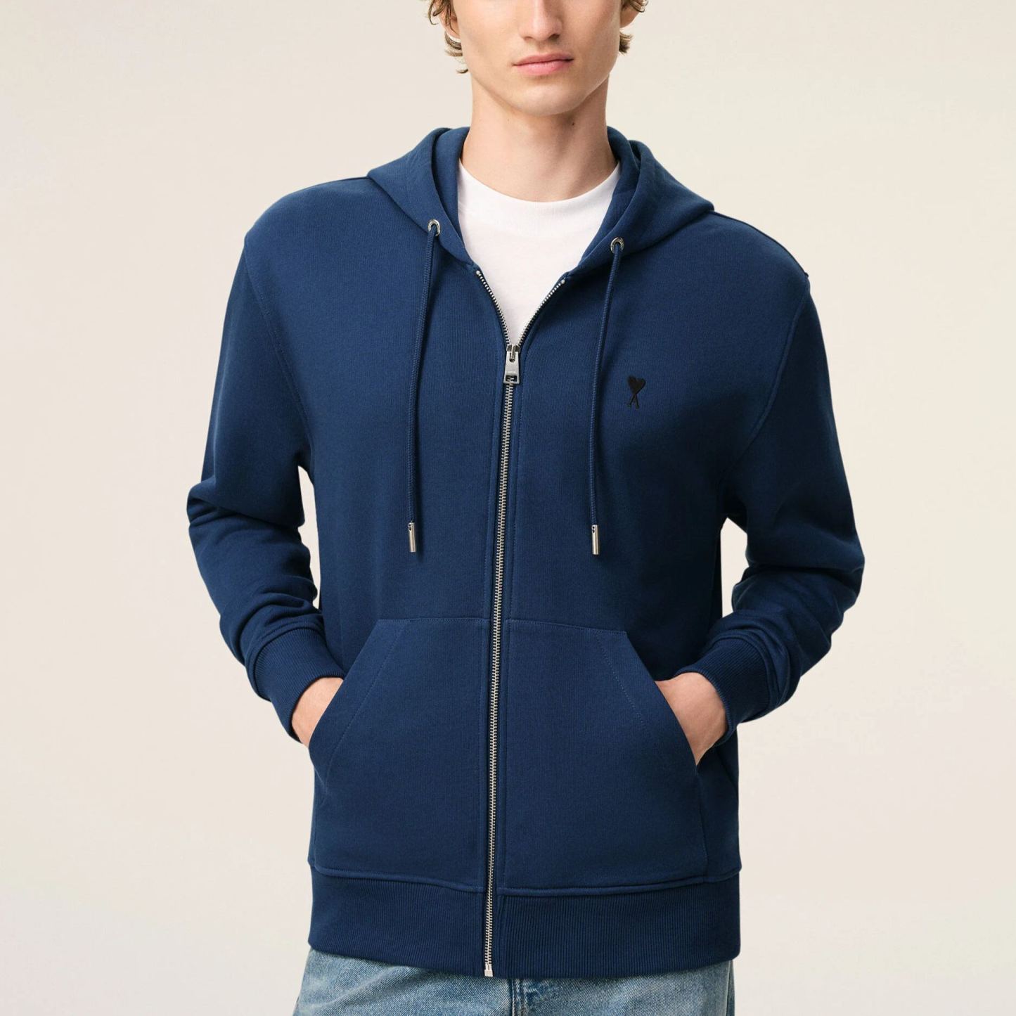 ブルー コットン Ami de Coeur ジップ パーカー