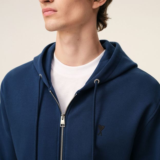 ブルー コットン Ami de Coeur ジップ パーカー