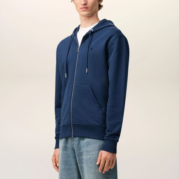 ブルー コットン Ami de Coeur ジップ パーカー