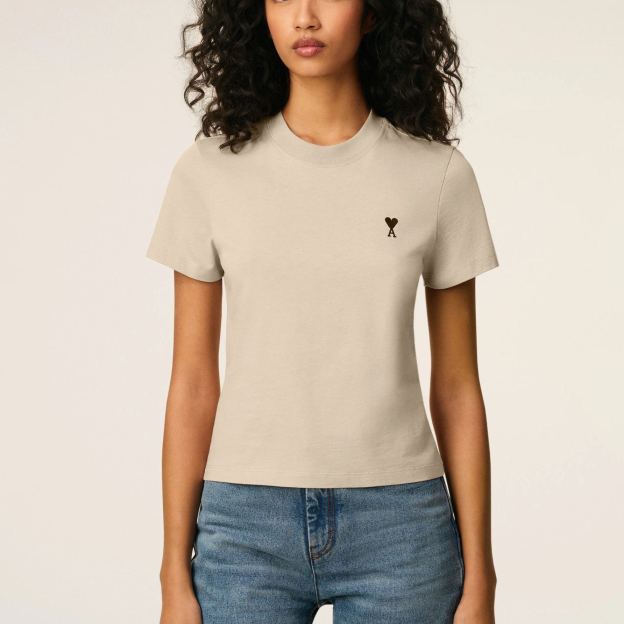 ベージュ コットン Ami de Coeur クロップド Tシャツ