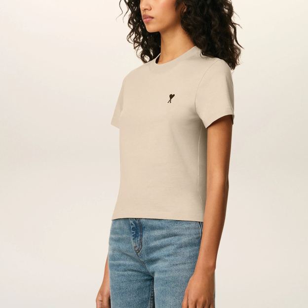 ベージュ コットン Ami de Coeur クロップド Tシャツ