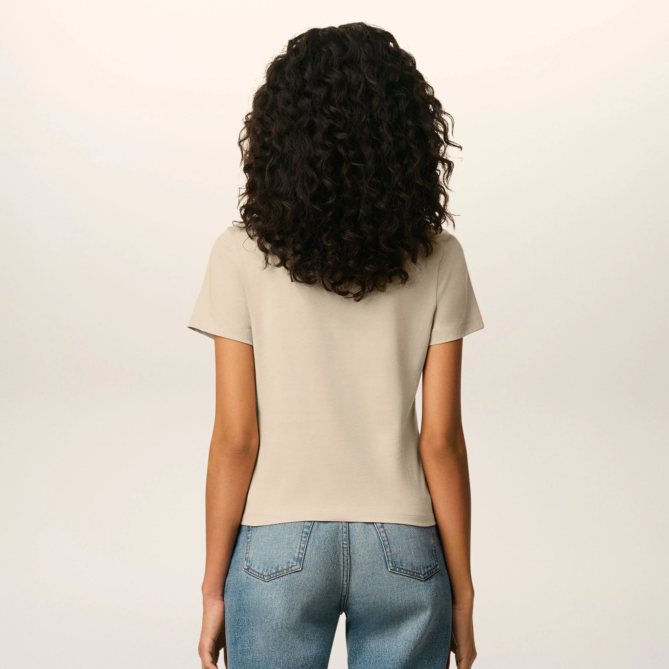 ベージュ コットン Ami de Coeur クロップド Tシャツ