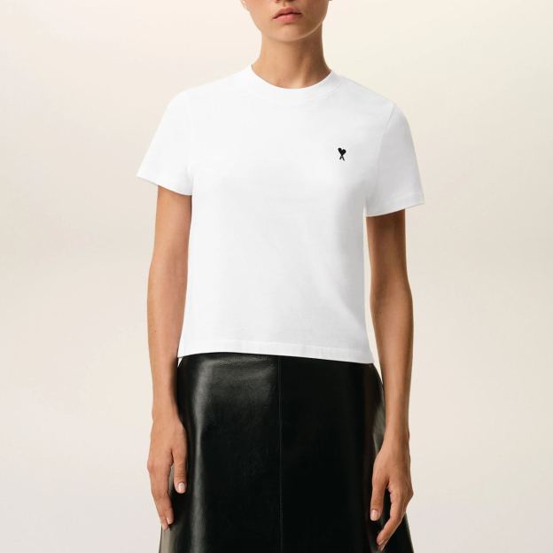 ホワイト コットン Ami De Coeur クロップド Tシャツ