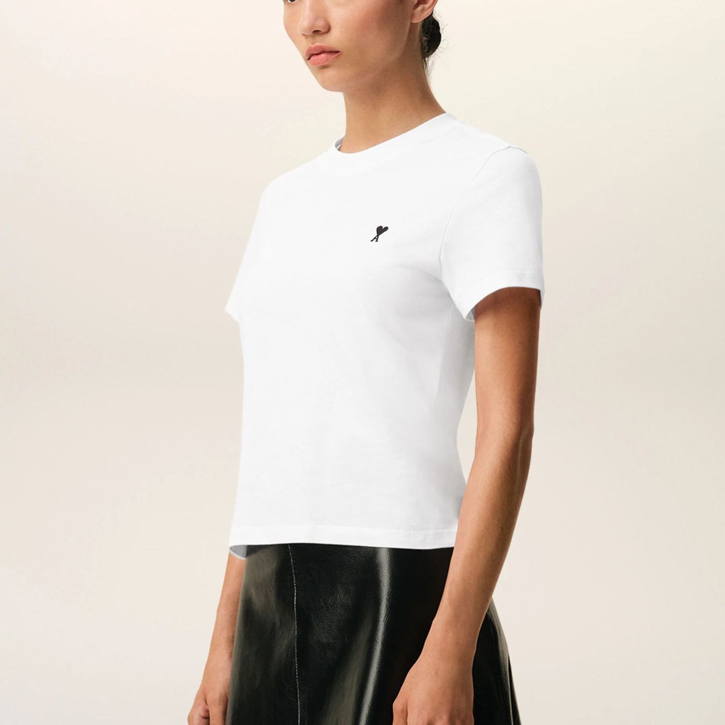 ホワイト コットン Ami De Coeur クロップド Tシャツ