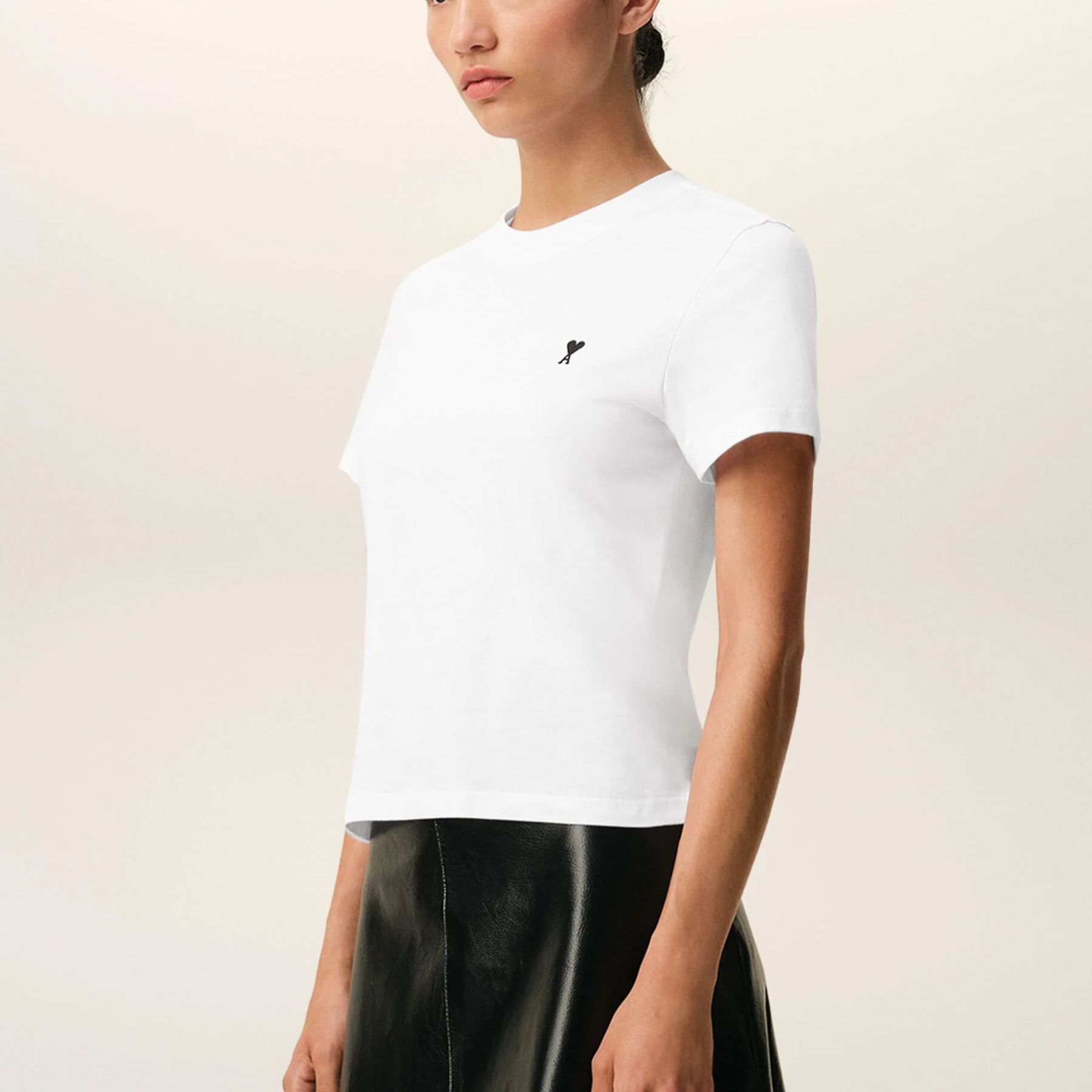 ホワイト コットン Ami De Coeur クロップド Tシャツ