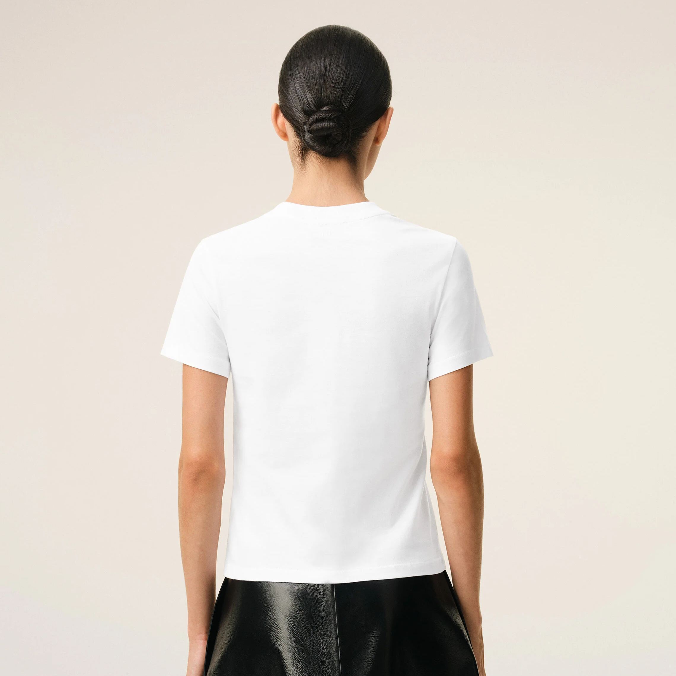 ホワイト コットン Ami De Coeur クロップド Tシャツ