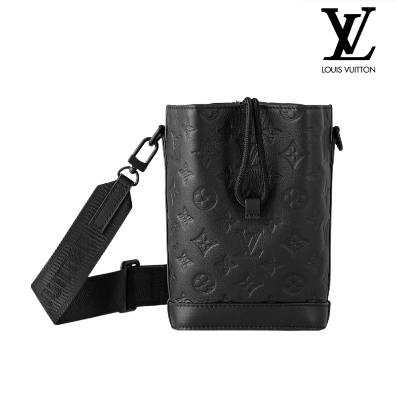 LOUIS VUITTON ルイ ヴィトン M82248 ノエ･スリング モノグラム･シャドウ カーフレザー メンズ ショルダーバッグ 斜め掛け ブラック-JAPAN DUTY FREE