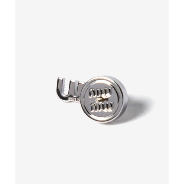 ミュウミュウ MIU MIU クリスタル付 メタル ピアス【ライトグレー/クリスタル 】【送料無料】