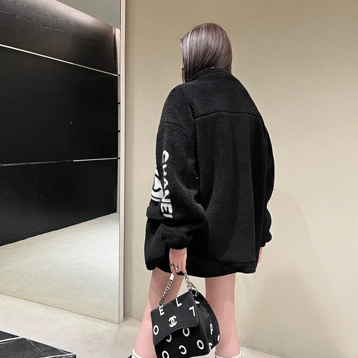 CHANELレトロ風インパクトカラー刺繍アルファベットファスナーカーディガンコート