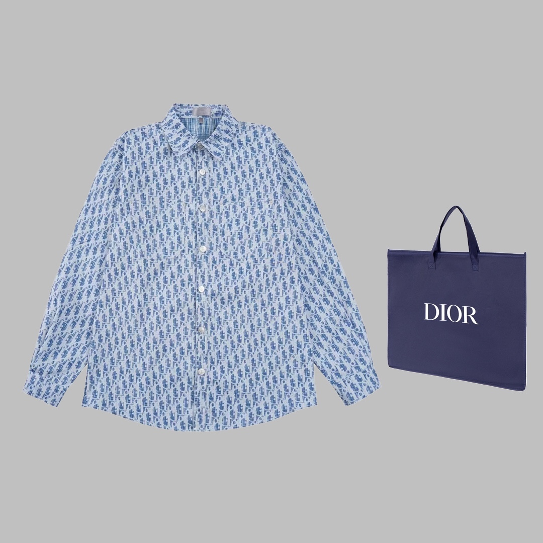 Dior x Stussy コラボ限定デニムジャガードシャツ薄型ジャケット