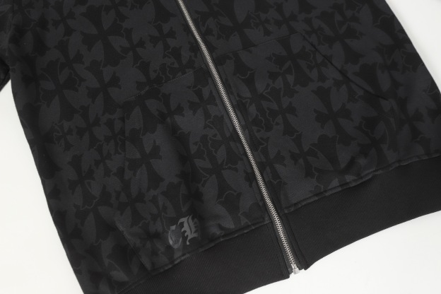 CHROME HEARTSクロムハーツ セメタリープリントジップパーカーblack