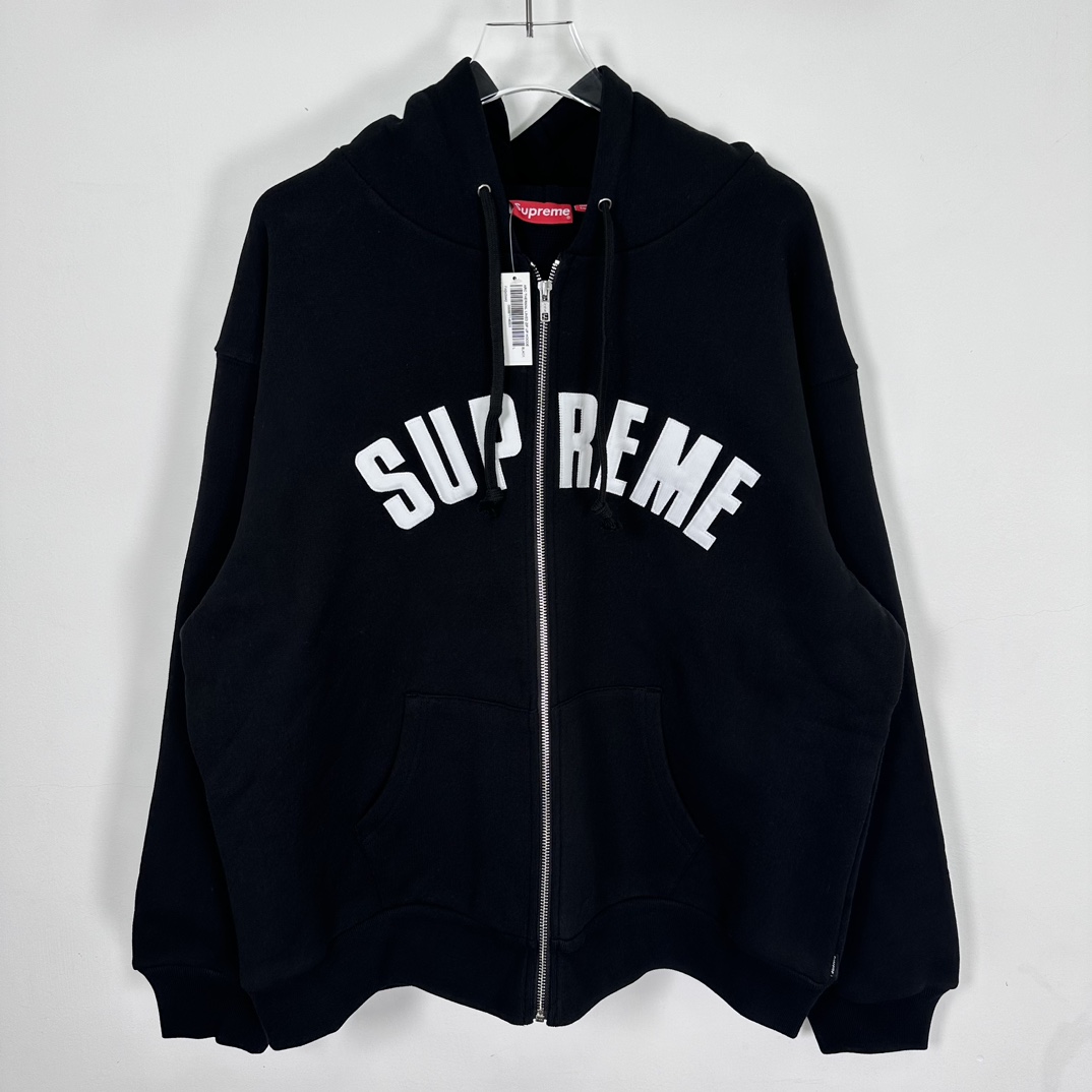 Supreme シュプリーム AW Collegiate Applique Zip Up Hooded Sweatshirt　カレッジエイト アップリケ ジップアップ フードパーカー ブラック