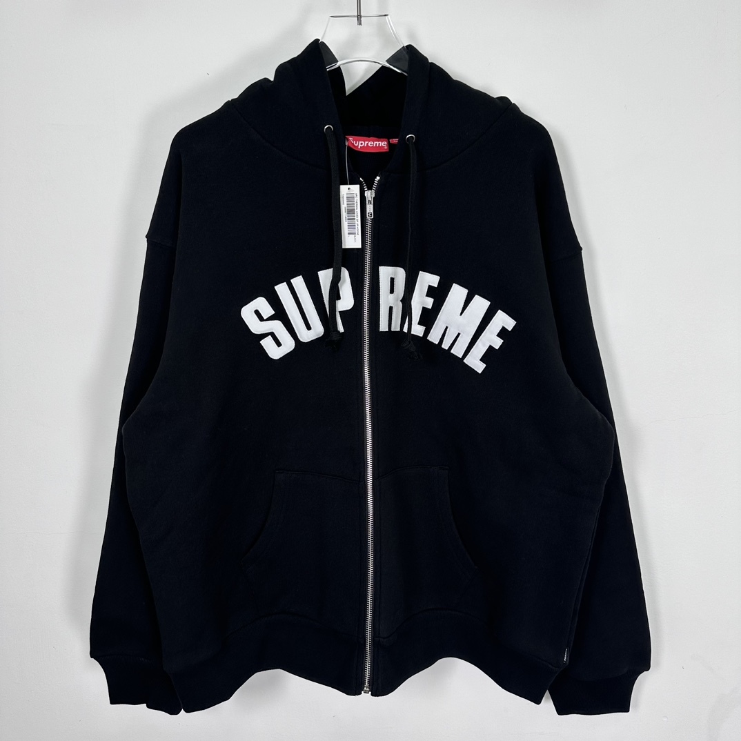 Supreme シュプリーム AW Collegiate Applique Zip Up Hooded Sweatshirt　カレッジエイト アップリケ ジップアップ フードパーカー ブラック
