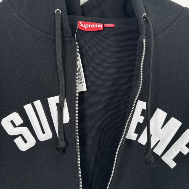Supreme シュプリーム AW Collegiate Applique Zip Up Hooded Sweatshirt　カレッジエイト アップリケ ジップアップ フードパーカー ブラック