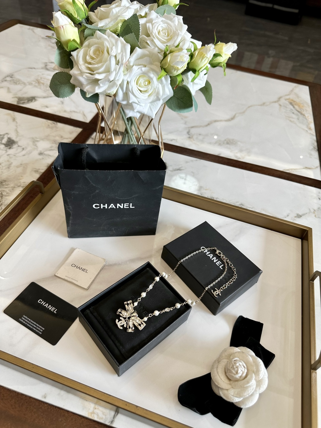 シャネル パール リボン ペンダント ネックレス