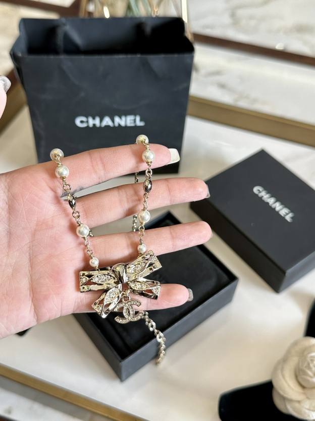 シャネル パール リボン ペンダント ネックレス