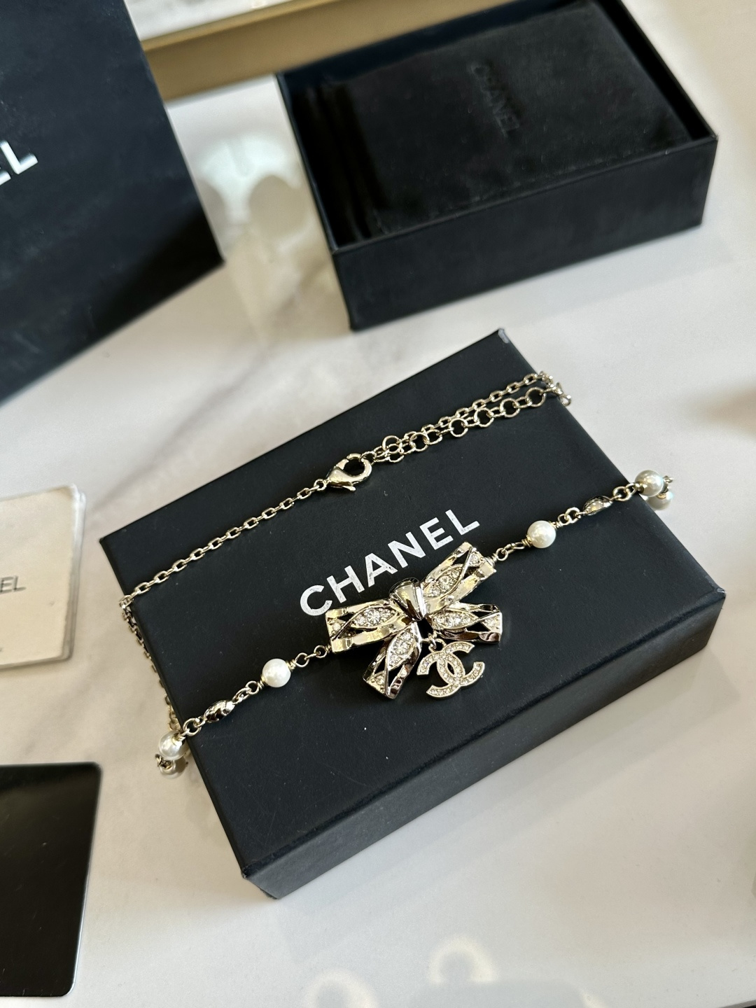 シャネル パール リボン ペンダント ネックレス