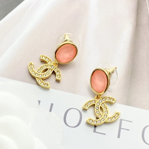 CHANEL ピンククリスタル フルダイヤCCロゴ ピアス