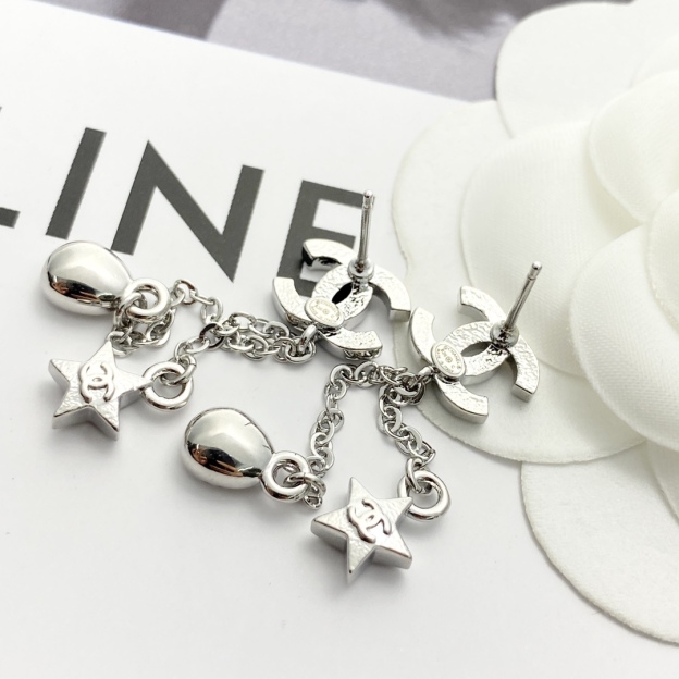 CHANEL ゴールド フルダイヤ CCスター フリンジイヤリング