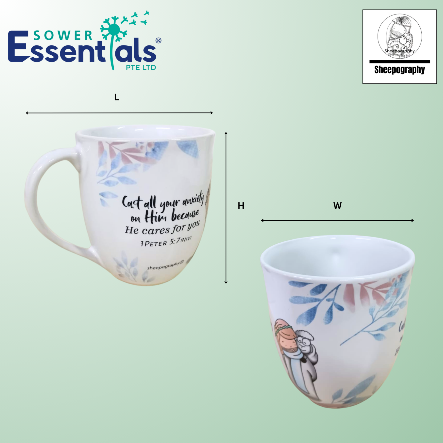 Sheepography Mug (1 Peter 5:7)