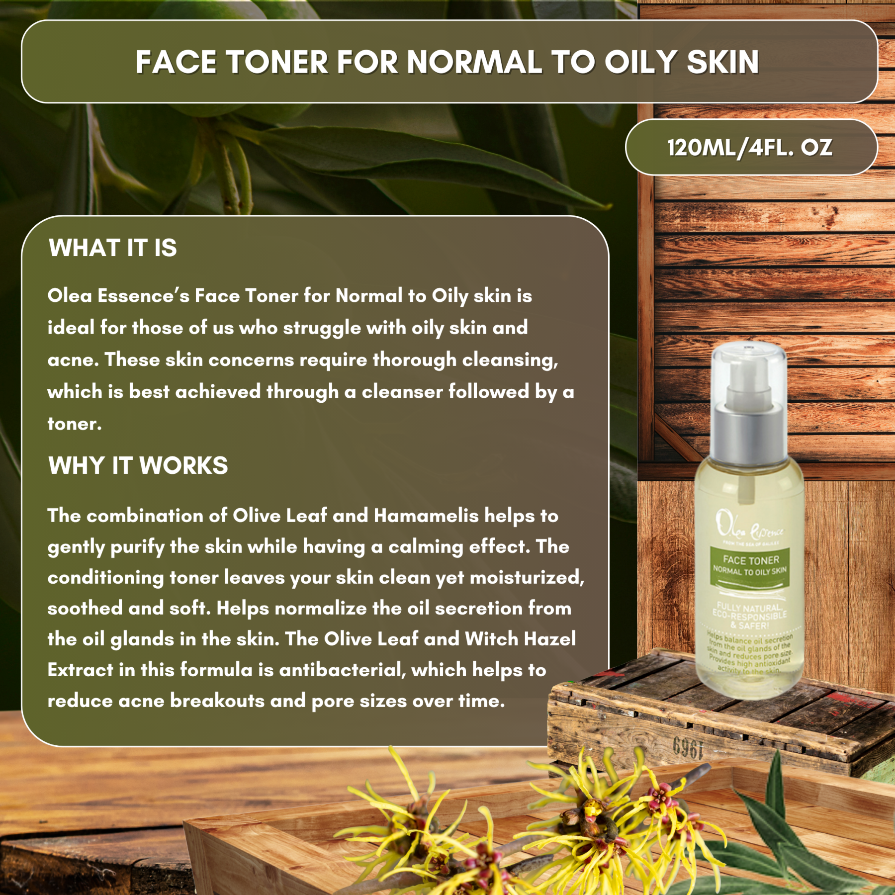 Face Toner for Normal to Oily Skin - 120ml/4 oz