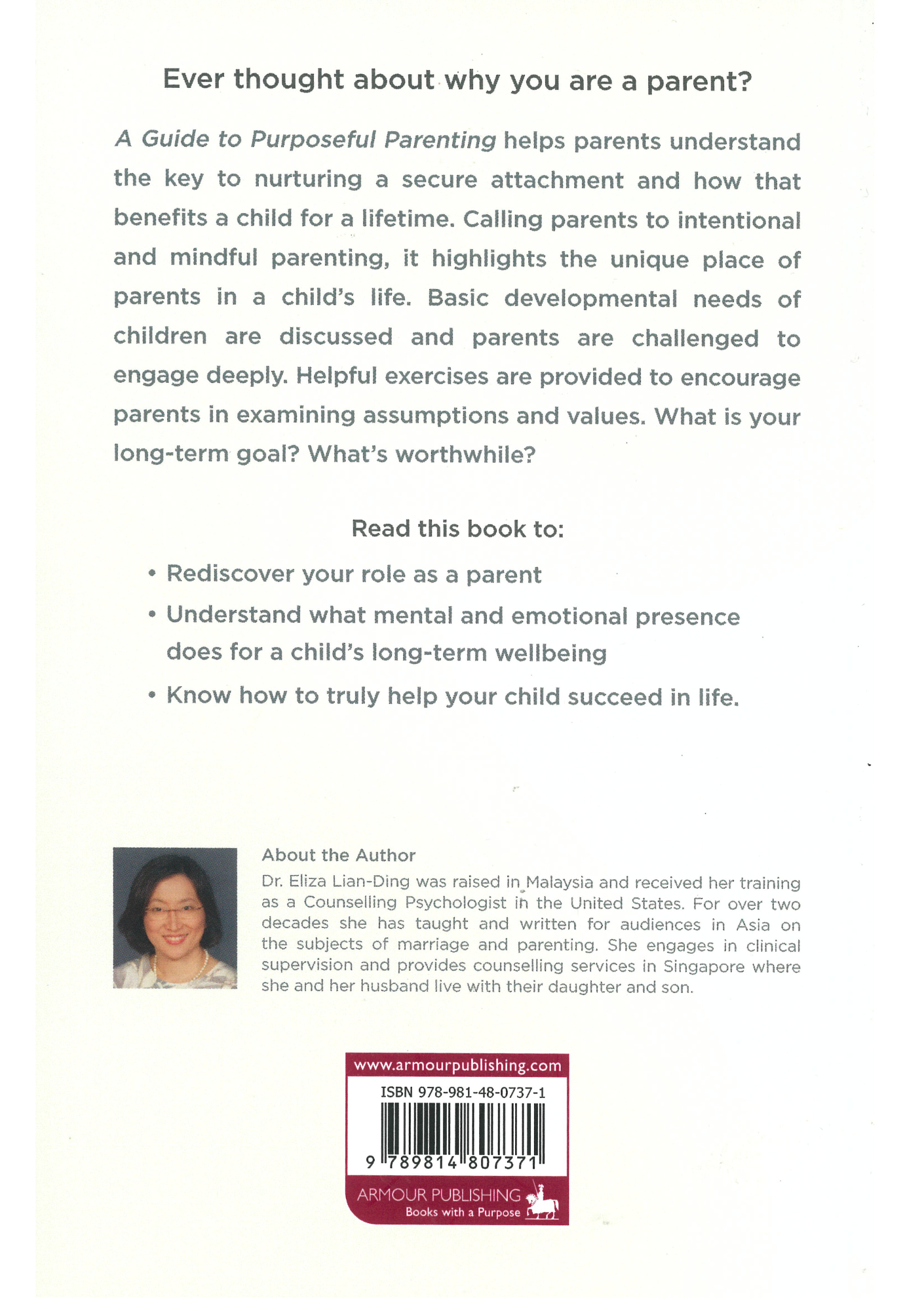 A Guide to Purposeful Parenting : Harnessing Your Child's Love for You By Eliza Lian-Ding, PhD