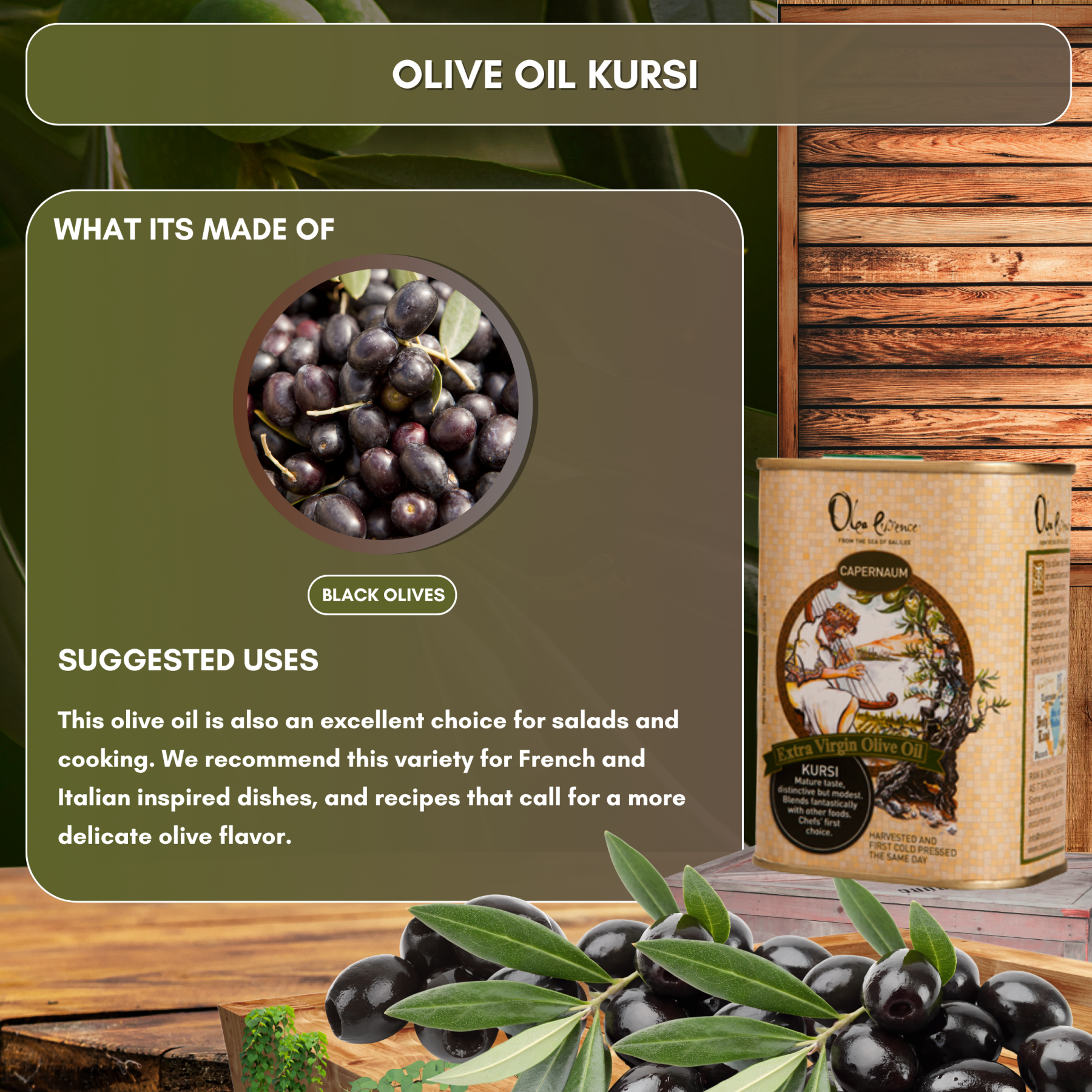 Kursi (Black Seal) Extra Virgin Olive Oil - Can - 400mL/13.5oz